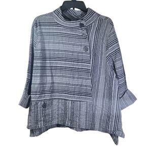 Habitat Womens Asymmetrical Grey Tunic Top‎ Size Small 3/4 Sleeve